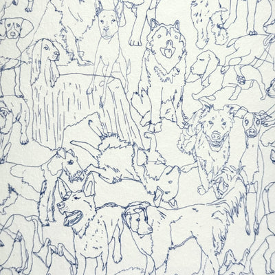 Aux Abris - Friends Blue Dogs on White Wallpaper Lampshade