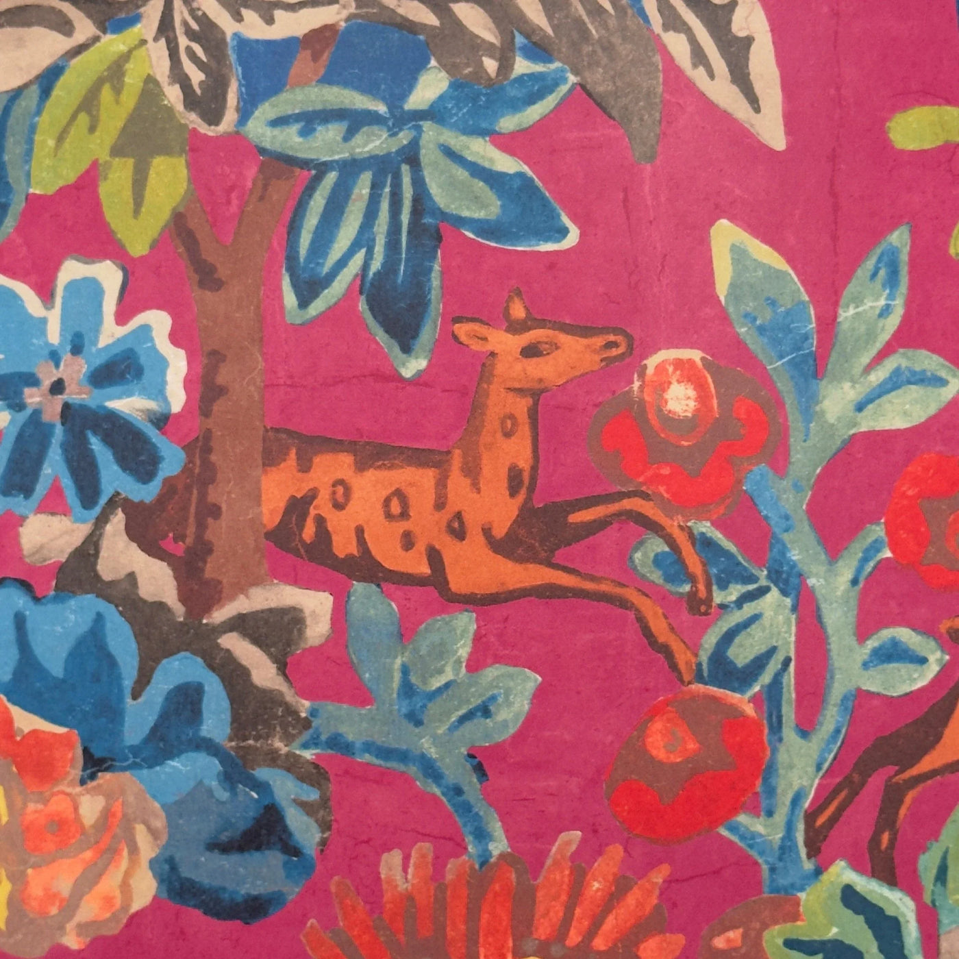 Close up Kit Kemp - Knight's Tale in Fuchsia Wallpaper Rectangle Lampshade