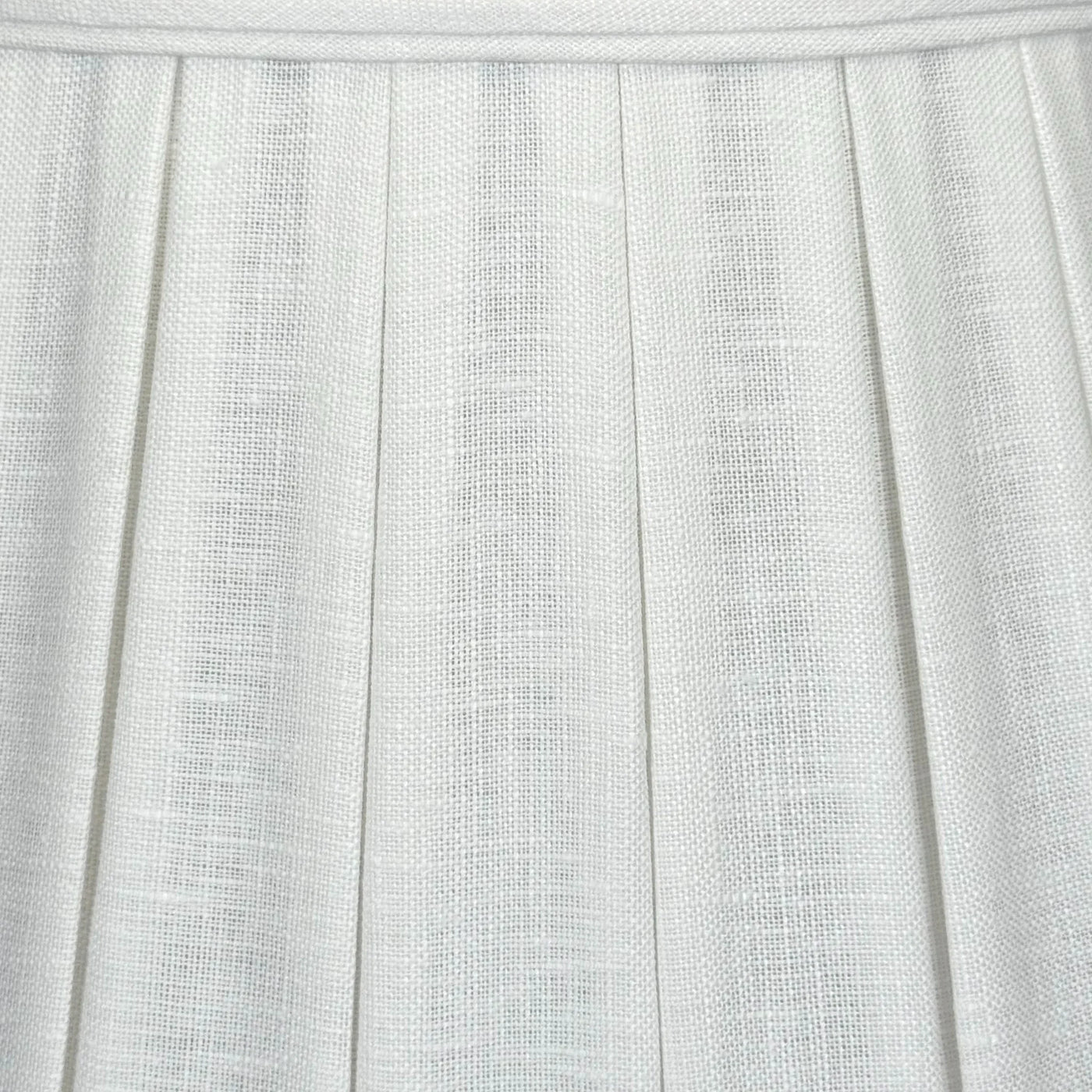 Close up of Linen English Empire Wide Box Pleat Lampshade in Bone