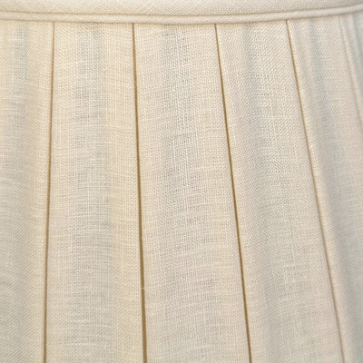 close up of Linen English Empire Wide Box Pleat Lampshade in Egg