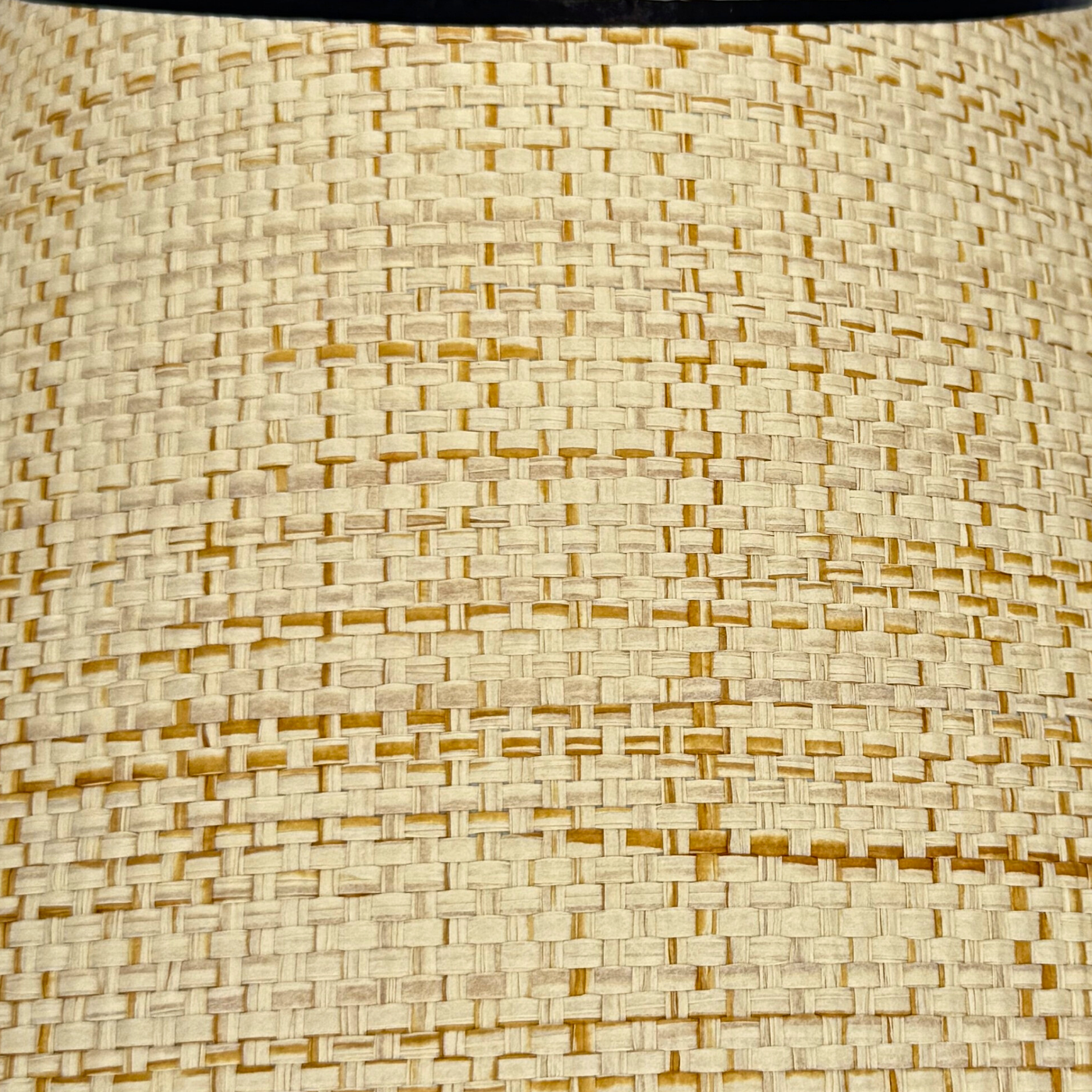 Close up Raffia Scalloped Flare Lampshade with Navy Trim