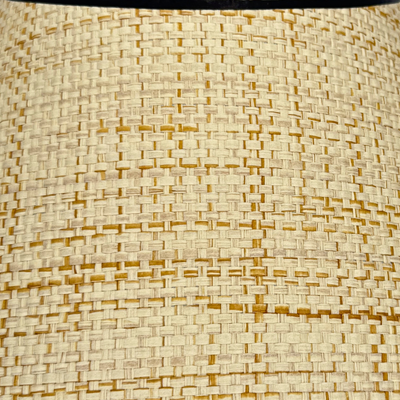 Close up Raffia Scalloped Flare Lampshade with Navy Trim