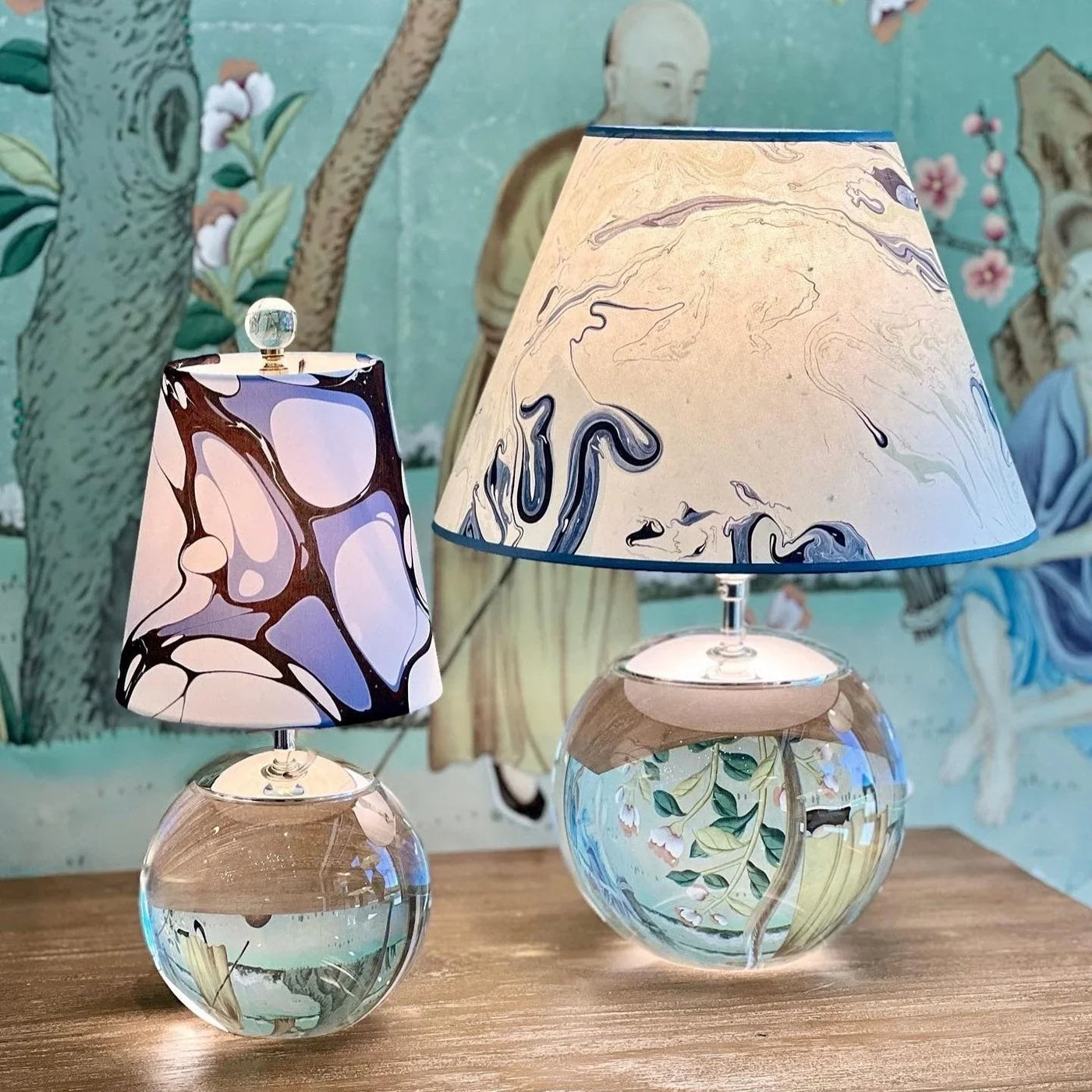 Crystal Lamps and Marbled Shades