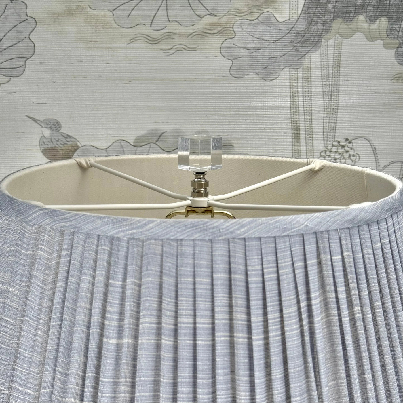 Crystal Cube Finial with Polished Nickel Base Close Up