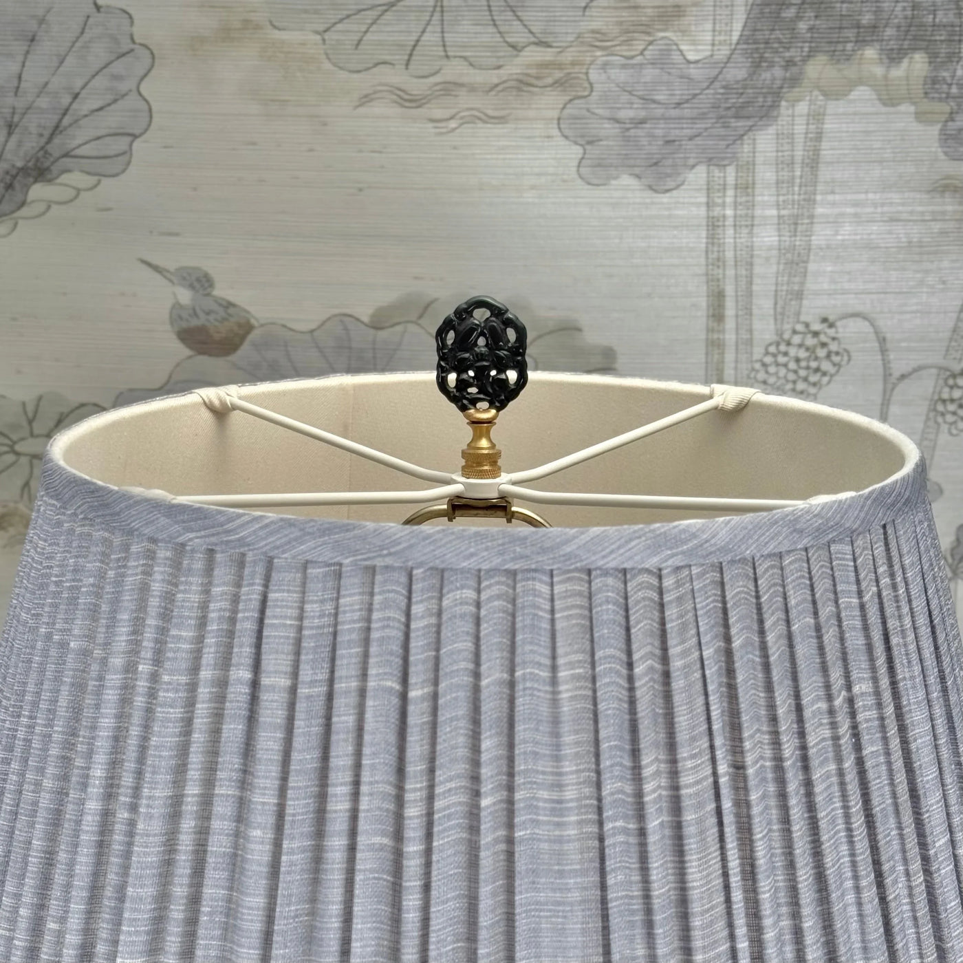 Dark Green Jasper Floral Finial Close up