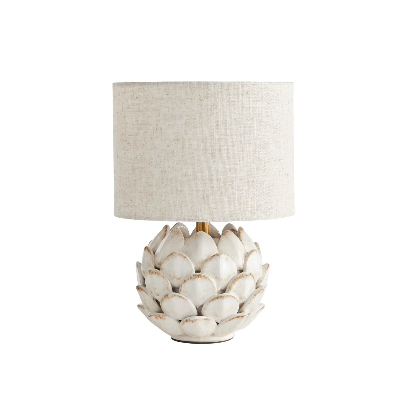 Close up of Declan Mini White Porcelain Artichoke Lamp