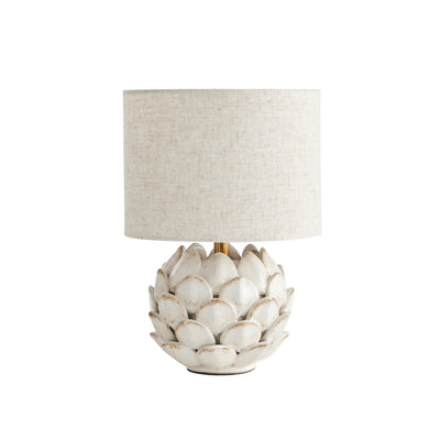 Close up of Declan Mini White Porcelain Artichoke Lamp