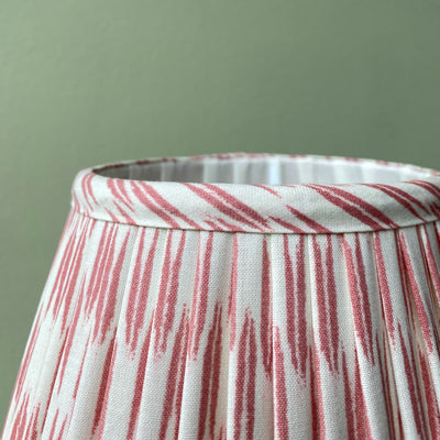 Pink and white lampshade close up