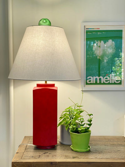 Linus Table Lamp and green glass finial