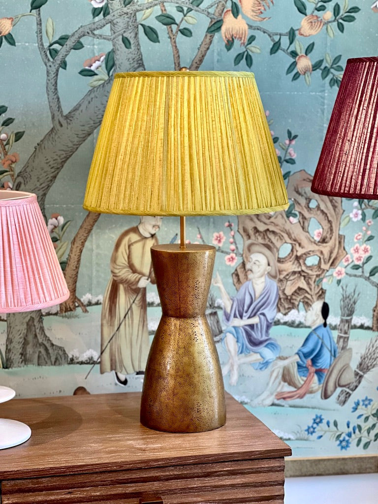 Brass Lamp with Fermoie Lampshade