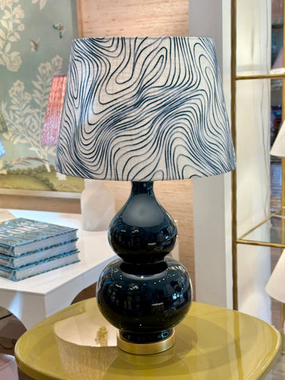 Fabricut - River Quest Blue Embroidered White Lampshade