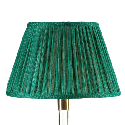 Green pleated empire lampshade in Fermoie fabric, front view