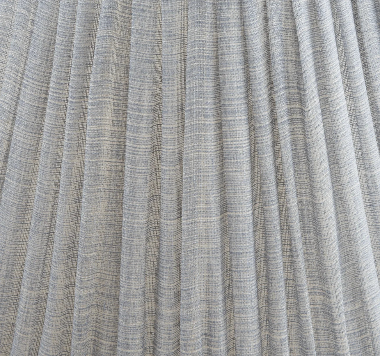 Close-up of luxury designer Fermoie Blue Moire gathered empire lampshade, featuring delicate pleated detailing and a subtle textured pattern.