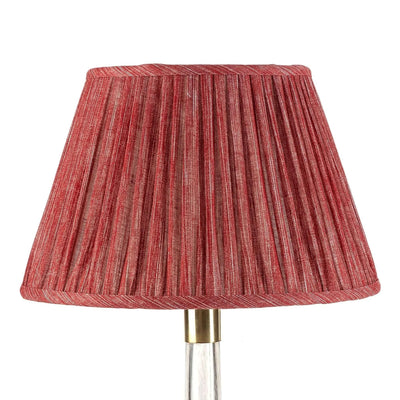 Front view of luxury Fermoie Carpet Slipper gathered empire lampshade in a rich red hue, featuring pleated detailing and handcrafted elegance.