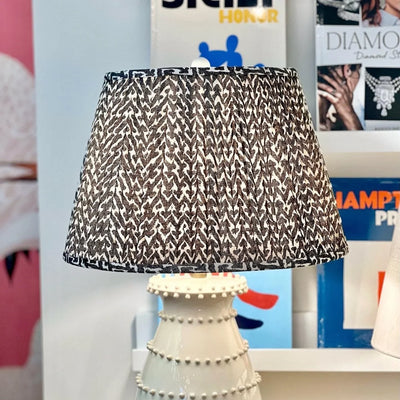 Fermoie Charcoal Rabanna gathered empire lampshade, featuring a textured charcoal and cream pattern for a sophisticated look.