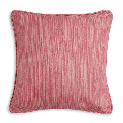 Square Fermoie cushion in Alta Pink Strie fabric made from recycled polyester with a soft, durable texture, suitable for indoor and outdoor use.
