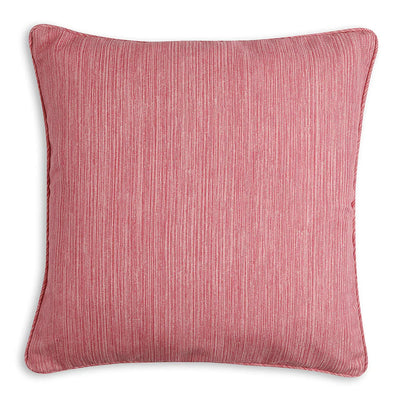 Square Fermoie cushion in Alta Pink Strie fabric made from recycled polyester with a soft, durable texture, suitable for indoor and outdoor use.