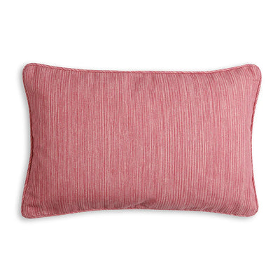 Large Oblong Fermoie cushion in Alta Pink Strie fabric made from recycled polyester with a soft, durable texture, for indoor and outdoor use.