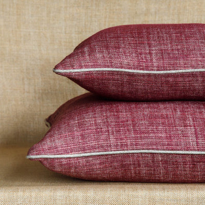 Fermoie cushion stack in Back to the Fuchsia fabric linen