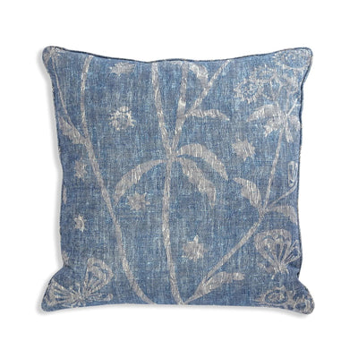 Square Fermoie cushion in Blue Astrea fabric linen