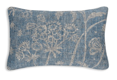 Oblong Fermoie cushion in Blue Astrea fabric linen