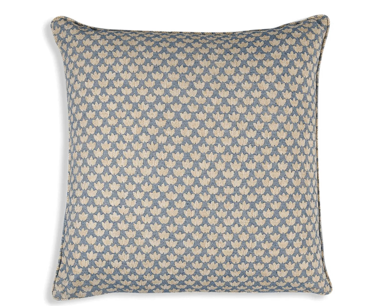 Square Fermoie cushion in Blue Eythorne fabric cotton