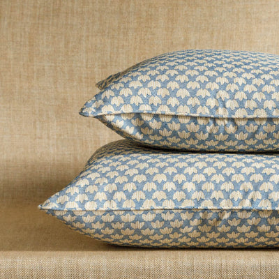 Fermoie cushion stack in Blue Eythorne fabric cotton