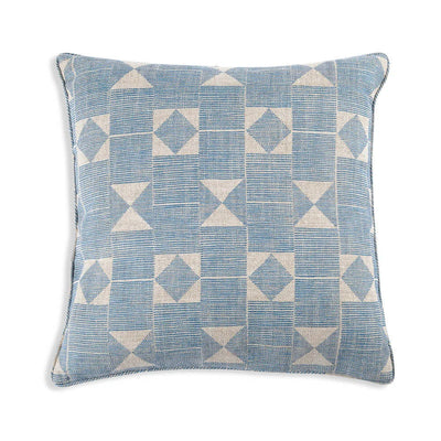 Square Fermoie cushion in Blue Flag fabric linen