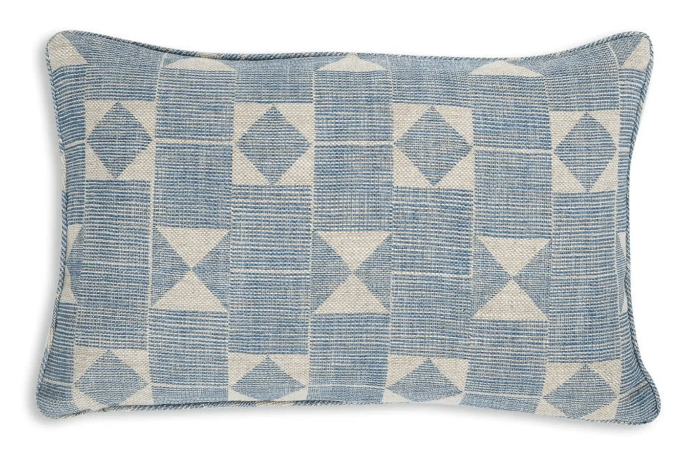 Oblong Fermoie cushion in Blue Flag fabric linen