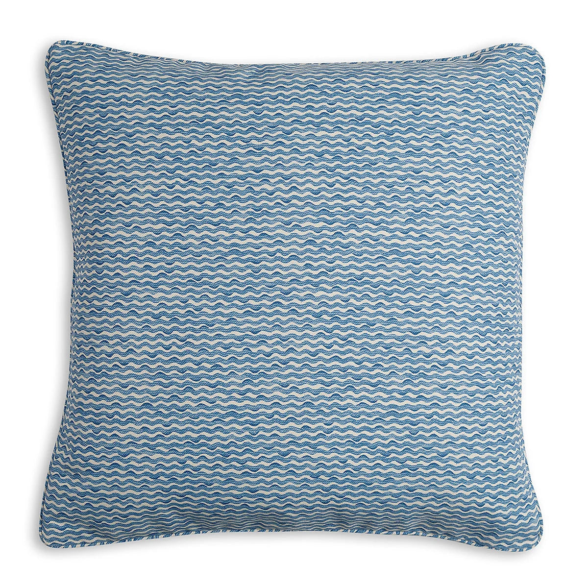 Square Fermoie cushion in Blue Popple fabric made from recycled polyester with a soft, durable texture, suitable for indoor and outdoor use.