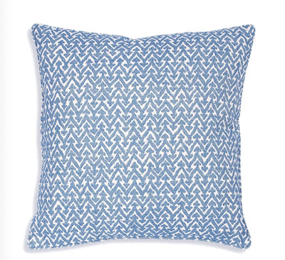 Square Fermoie cushion in Blue Rabanna fabric cotton