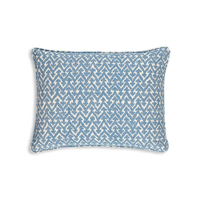 Oblong Fermoie cushion in Blue Rabanna fabric cotton