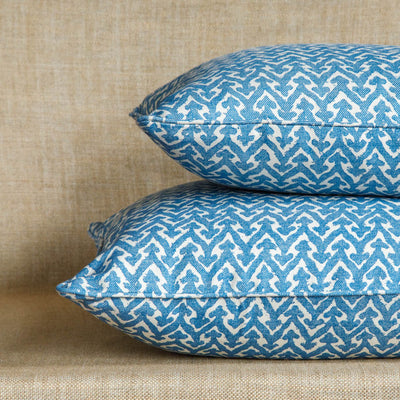 Fermoie cushion stack in Blue Rabanna fabric cotton