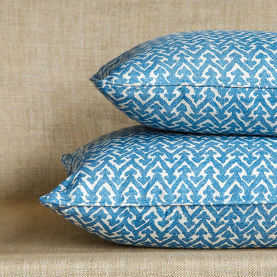 Fermoie cushion stack in Blue Rabanna fabric cotton