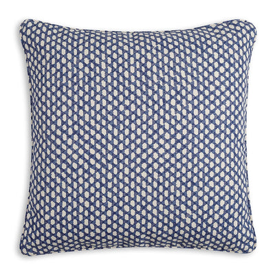 Large square Fermoie cushion in Blue Wicker fabric made from recycled polyester with a soft, durable texture, suitable for indoor and outdoor use.