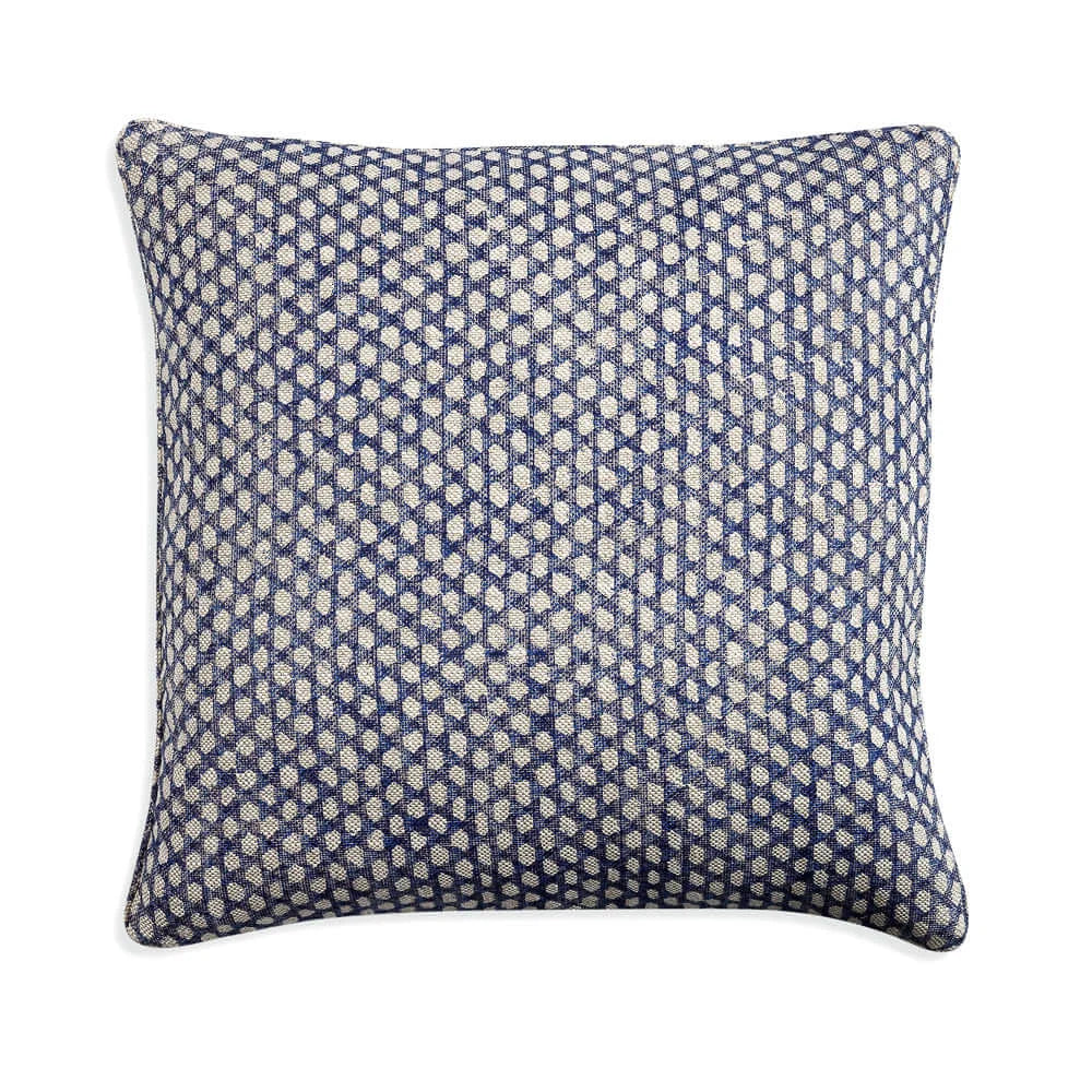 Large square Fermoie cushion in Blue Wicker fabric linen