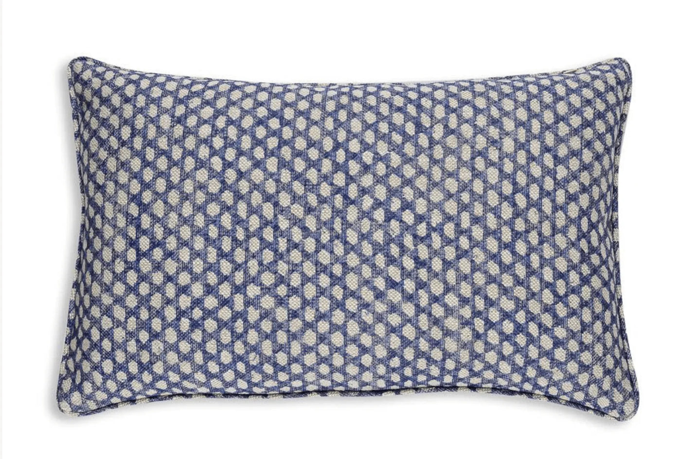 Large oblong Fermoie cushion in Blue Wicker fabric linen