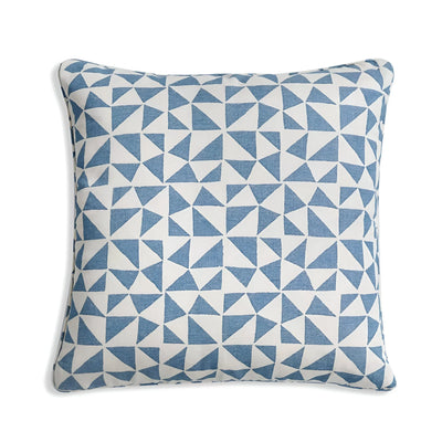 Large square Fermoie cushion in Bright Blue Circus fabric 