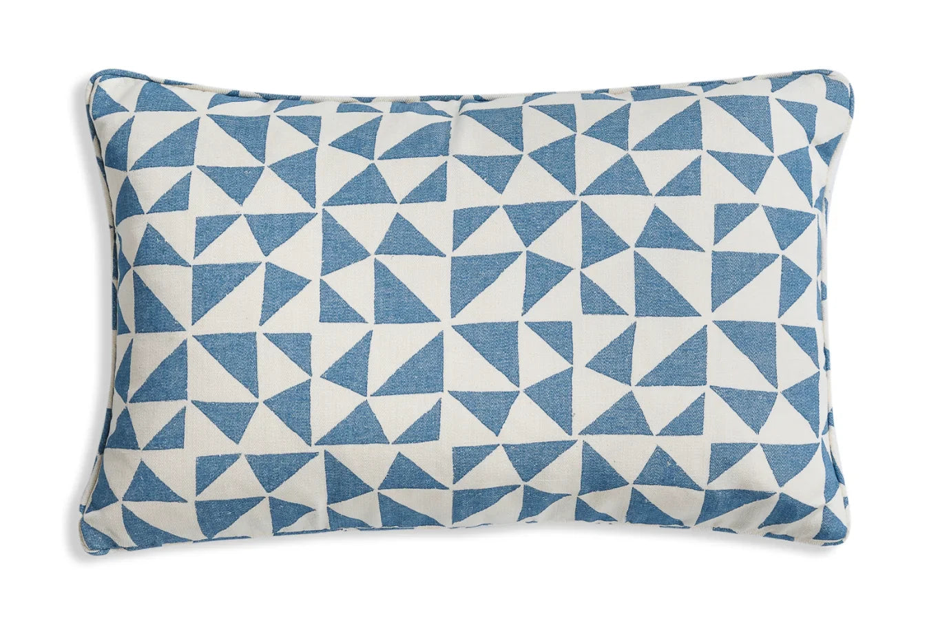 Large oblong Fermoie cushion in Bright Blue Circus fabric 