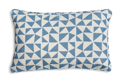 Large oblong Fermoie cushion in Bright Blue Circus fabric 