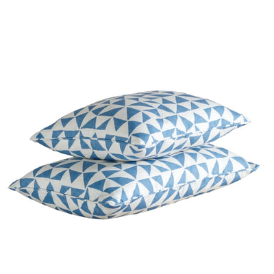 Fermoie cushion stack in Bright Blue Circus fabric 