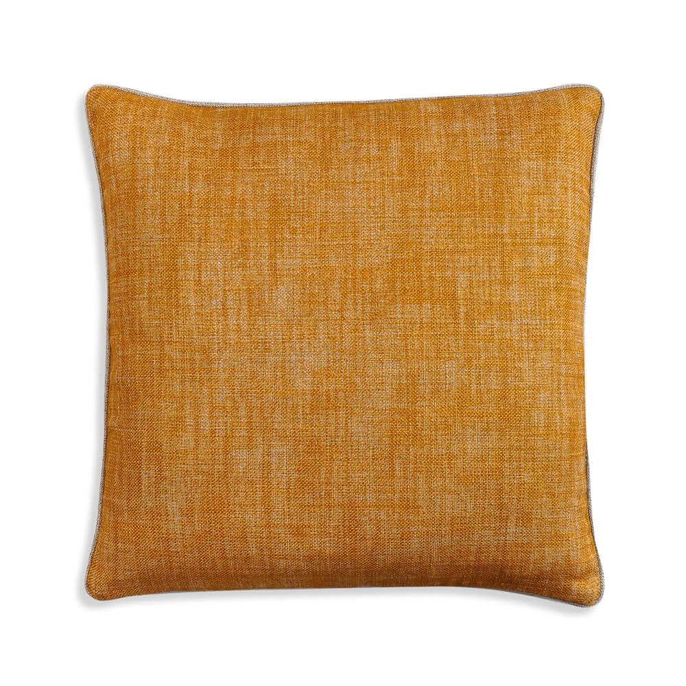 Large square Fermoie cushion in Club Yellow fabric linen