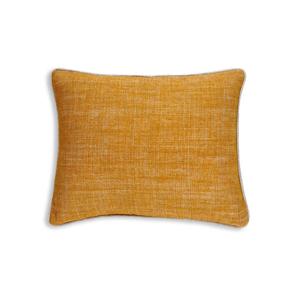 Small oblong Fermoie cushion in Club Yellow fabric linen