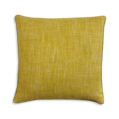 Large square Fermoie cushion in Euphorbia yellow fabric linen