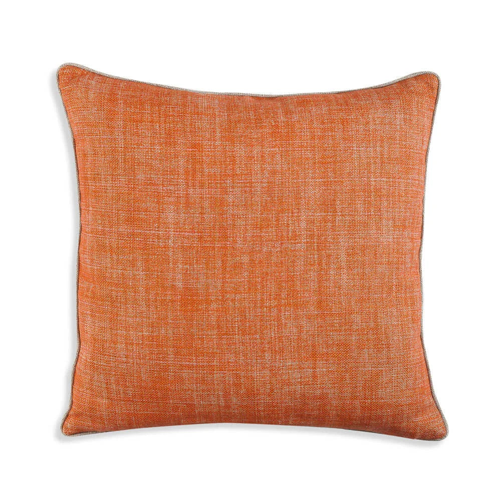 Large square Fermoie cushion in Fresco orange fabric linen
