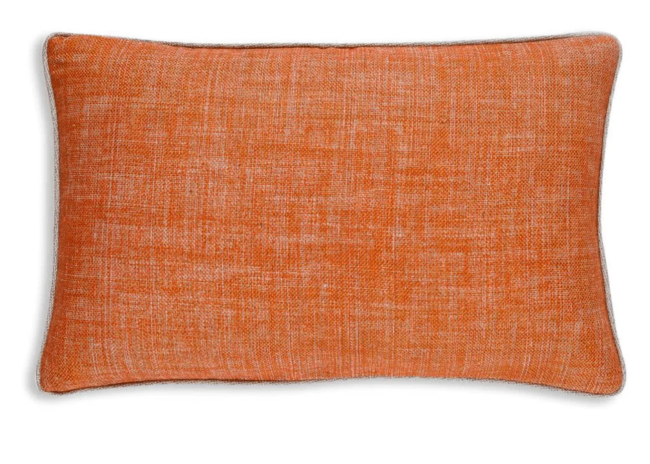 Large oblong Fermoie cushion in Fresco orange fabric linen