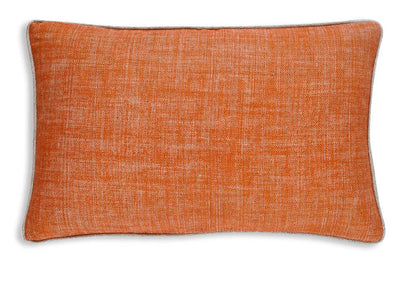 Large oblong Fermoie cushion in Fresco orange fabric linen