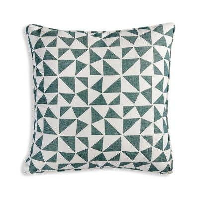 Small square designer Fermoie cushion in Green and White Circus fabric 