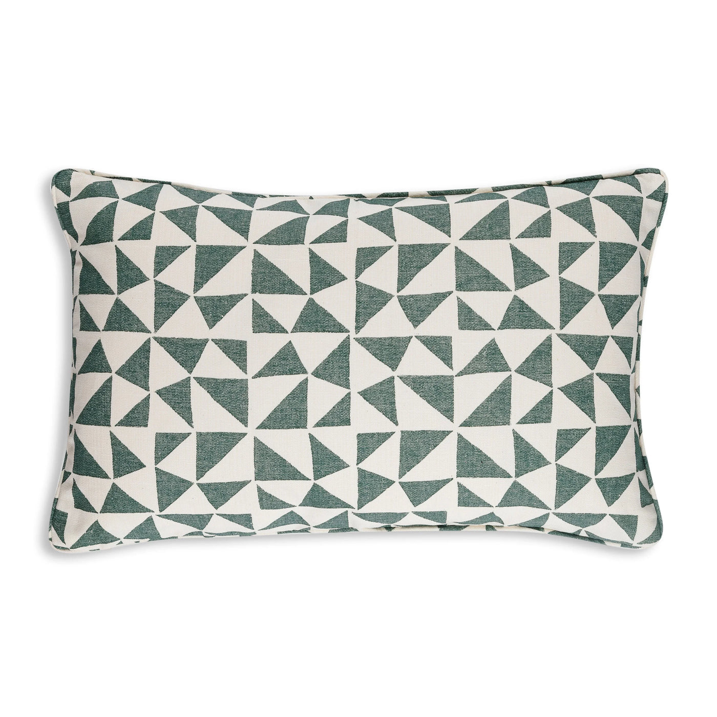Large oblong designer Fermoie cushion in Green and White circus fabric 