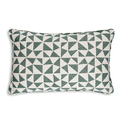 Large oblong designer Fermoie cushion in Green and White circus fabric 